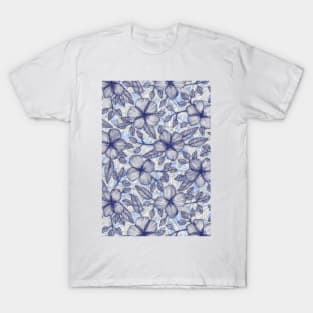 Indigo Summer - a hand drawn floral pattern T-Shirt